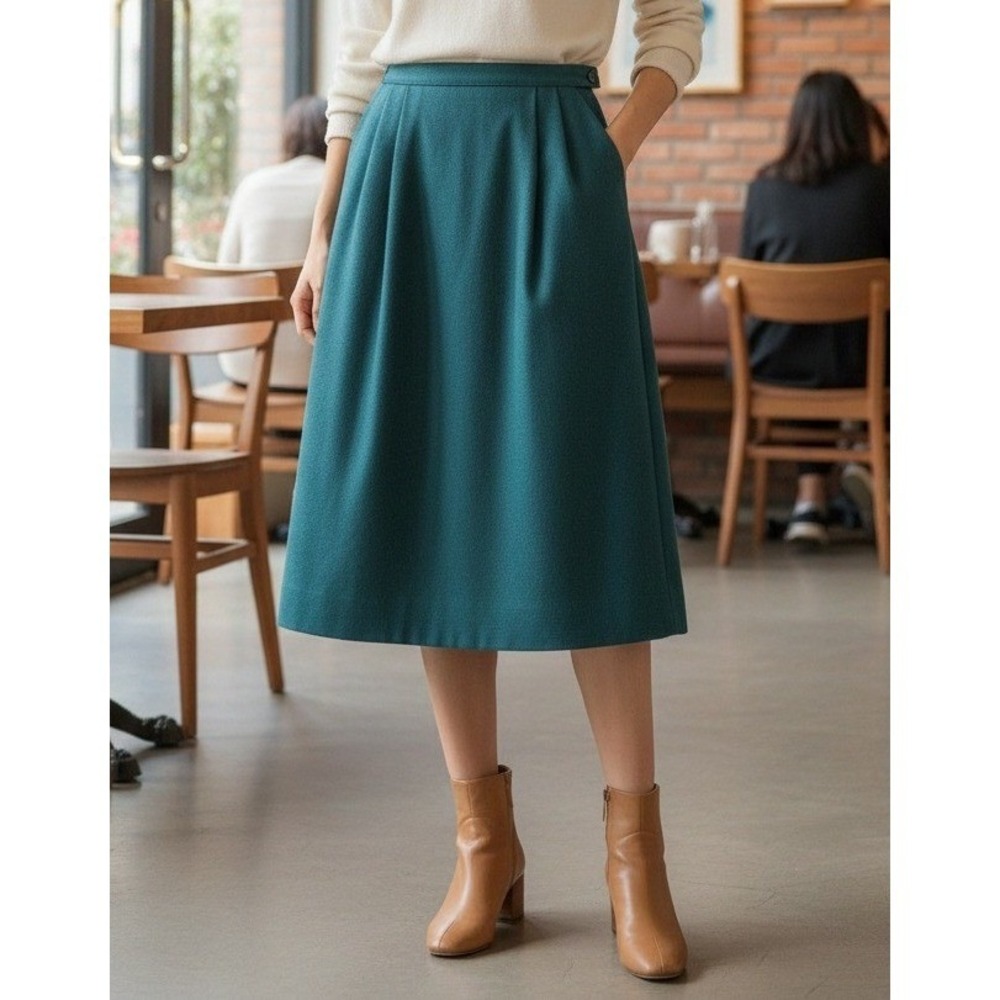 Pendleton Wool Skirt Women's M Pleated Midi Knee Length Classic Career Office